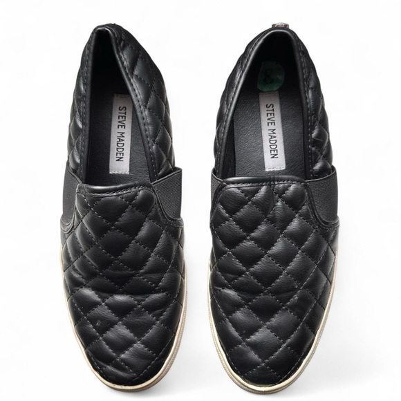 Steve Madden Black Quilted Womens Slip On Shoes size 8 - Picture 1 of 6